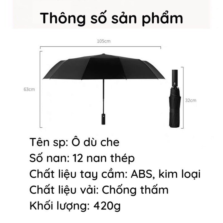 Ô dù tự động gấp gọn cao cấp 10 nan thép, chống tia UV, chống thấm nước, mẫu mới xuất Nhật sang trọng