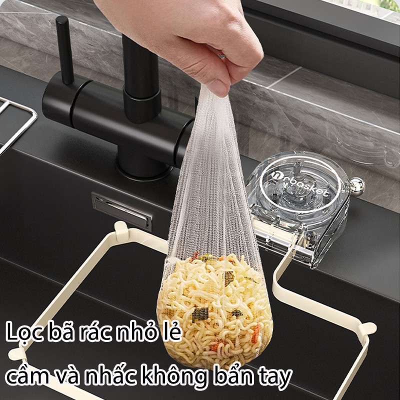 Giá Đỡ Lưới Lọc Rác Bồn Rửa Nhà Niêu, tặng kèm túi lọc, Lưới Lọc Rác Hút Chân Không, Tiện Lợi, Không Cần Khoan Đục