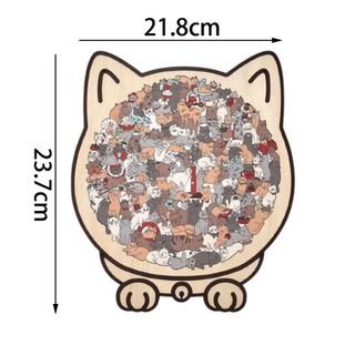 Câu đố ghép hình gỗ 135 mảnh hình mèo Macaron, kèm khung bóng, trang trí Morandi NETDWELL