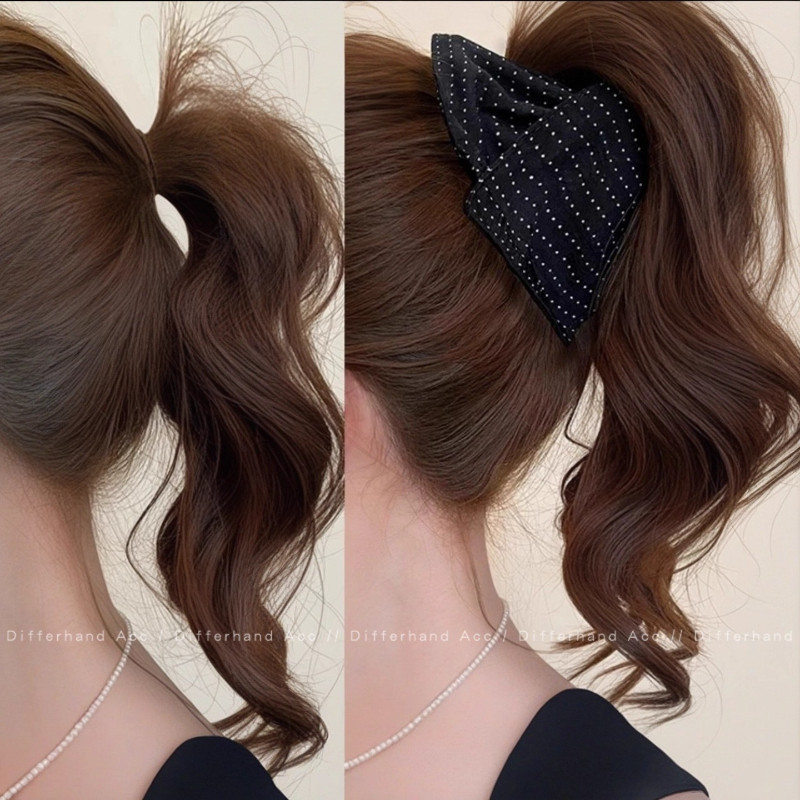 Kẹp tóc phong cách Hàn Quốc đơn giản chấm bi tam giác, phù hợp với kiểu búi nửa đuôi ngựa