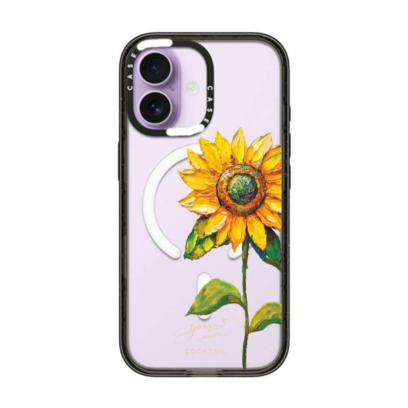 CASECASE X COCKTAIL 's Sunflower Black Edge Clear Hard Từ Hút Tác Động Dành Cho Apple IPhone 12 13 14 15 16 17 Pro Max Air Plus Có Hộp