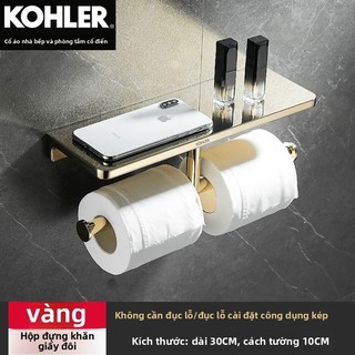 【 KOHLER 】Giá treo khăn giấy đồng thau dày đặc, giá treo giấy cuộn phòng tắm, móc đôi, máy phân phối giấy vệ sinh, hộp k