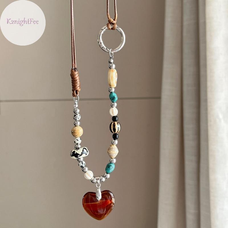 K2nightFee Phong Cách Dân Tộc Handmade Vòng Cổ Gốm Cho Nữ Áo Len Dây Xích Có Thể Điều Chỉnh Trái Tim Mặt Dây Chuyền Đính Hạt Vòng Cổ Trang Sức VN