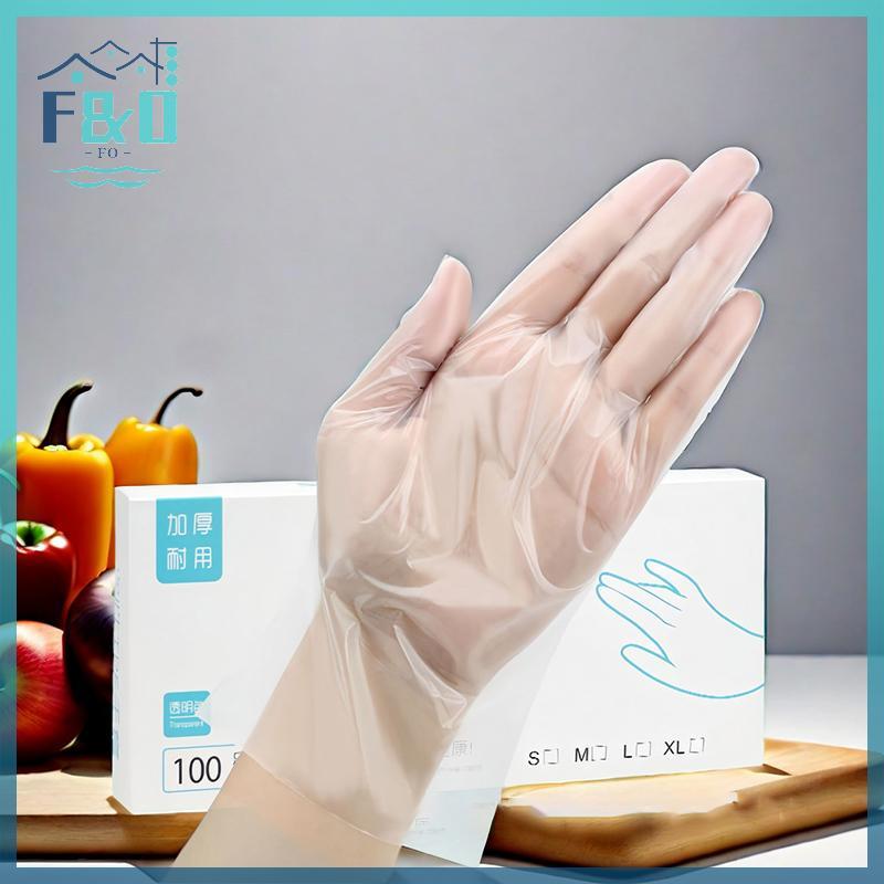 [F & O] 50 / 100 Găng Tay Cao Su Không Chứa TPE Găng Tay Dùng Một Lần Axit Chống Trơn Trượt Trong Suốt An Toàn Làm Việc Găng Tay Vệ Sinh Gia Đình Cấp Thực Phẩm {vn}