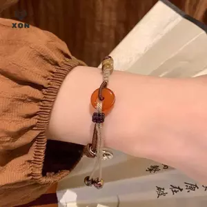 Phong Cách Trung Hoa Cà Phê Hòa Bình Bule Dệt Dây Vòng Tay Nữ Phong Cách Dân Tộc Retro Vòng Tay Quà Tặng [Mina]