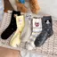 Tất giữa PYCOU, Tất ống giữa động vật hoạt hình thoáng khí, Tất Cotton mềm mại chấm bi