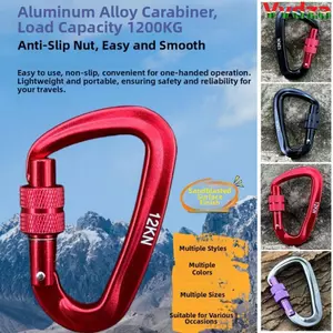 VVDZA Professional Safety Carabiner, Móc chìa khóa hình chữ D 7 màu, Thiết bị bảo vệ leo núi 48 * 80mm Khóa leo núi bằng nhôm