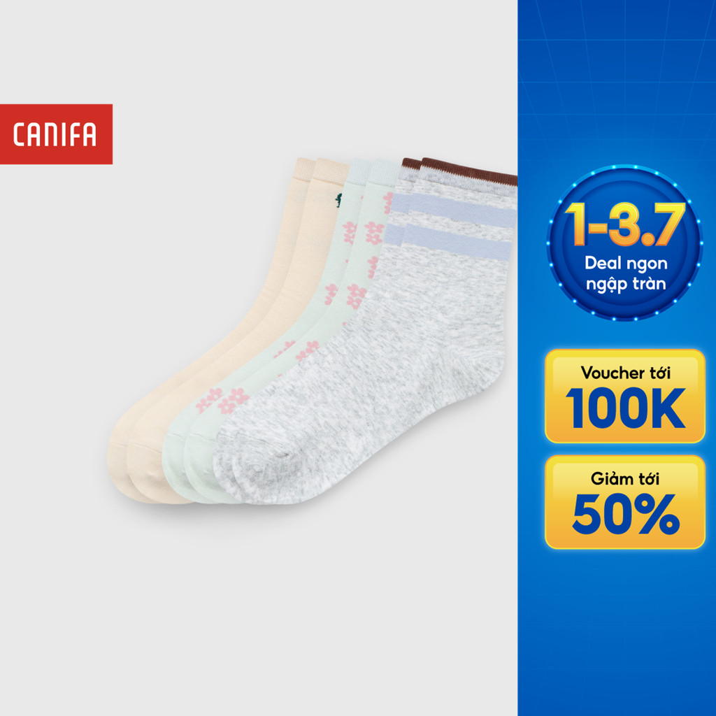 Pack 3 tất cổ cao nữ CANIFA tính năng kháng khuẩn khử mùi AntiBac 6AX25A003