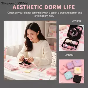 {AKIN} Túi đựng cáp nút thắt trái tim di động Túi du lịch cho dây sạc USB Hộp đựng tai nghe để sử dụng hàng ngày {a}