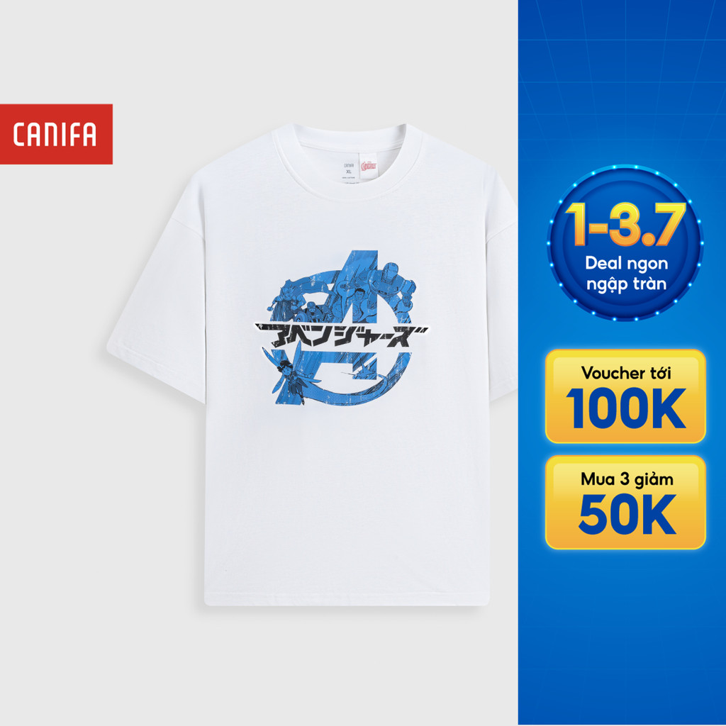 Áo phông nam CANIFA áo thun 100% cotton mềm mại thoáng khí cộc tay có hình in 8TS26S007