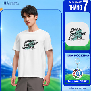 Áo thun nam HLA tay ngắn - Logo in Brave Creative Spirit mềm mại, thoáng mát