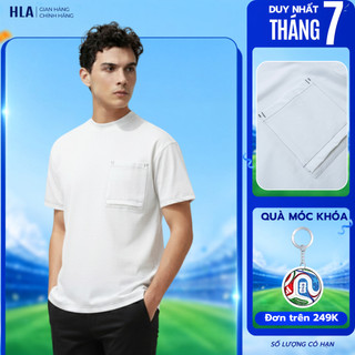 [DEAL SỐC] Áo Thun Tay Ngắn Trắng HLA Túi Ngực Cổ Tròn - Chất Cotton Thoáng Mát