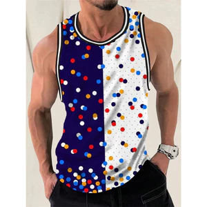 Áo ba chiều nam 3D, Áo Vest dạo phố cổ tròn mùa hè, thoáng khí mềm mại thoải mái không tay Áo thun thường ngày