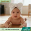 Mũ Ấm Trẻ Sơ Sinh - Mũ Thắt Nơ Khăn Xếp, Chất Cotton, Trắng/Kem