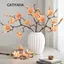CATIYAHA Hoa Giả, Màu Gradient Hoa Mộc Lan Nhân Tạo Dài 60cm, Đồ Trang Trí Hoa 6 Đầu Thiết Kế Chất Liệu Lụa Cảm Ứng Cảm Ứng Thân Hoa Nhân Tạo Trang Trí Bàn Nhà
