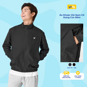 Áo Khoác Gió Nam Cổ Dựng Cúc Bấm YODY gió co giãn nhẹ, mềm mại MCWC25F019