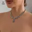 Mặt dây chuyền pha lê màu xám mới Hạt không đều Nelace dành cho nữ Thời trang hai lớp Kim loại Choker Áo len Dây chuyền trang sức dự tiệc Quà tặng [Mina]