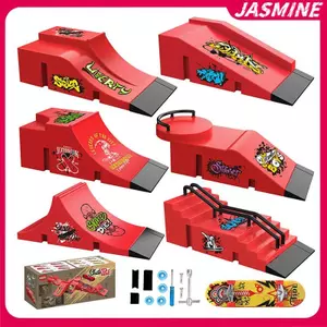 JASMINE 1 Bộ Mini Đầu Ngón Tay Ván Trượt Bộ Trẻ Em Ngón Tay Đồ Chơi Thể Thao Ngón Tay Ván Trượt Trò Chơi Công Viên Trang Điểm Bước Ramp Cảnh Đạo Cụ Quà Tặng JASMINE