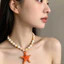 Đảo Mùa Hè Dopamine Màu Cam Nữ Kỳ Nghỉ Phong Cách Sao Biển Hạt Vòng Cổ