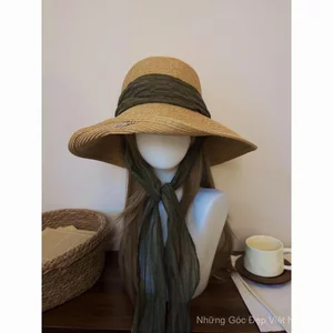 Mũ Che Nắng Vành Lớn Pháp Mũ Rơm Mùa Hè Thanh Lịch Đi Biển Kỳ Nghỉ Thể Hiện Mặt Nhỏ Streamer Chống Nắng Xô Mũ Nữ