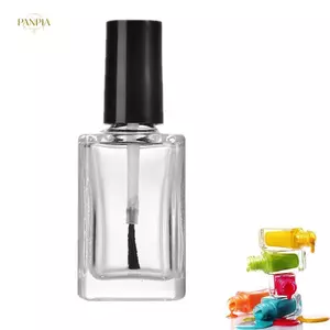 PNPIA- 1 Chiếc Nắp 15ML Vuông Nhỏ Hình Thủy Tinh Trống Sơn Móng Tay Chai Trong Suốt Có Nắp Bal Và Bàn Chải Mềm Cho Du Lịch Và Gia Đình