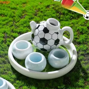 THEGIRL8B Trà Bộ, Trang Trí Ấm Trà Gốm Mini Tinh Tế, Bộ Đồ Trà Gia Đình Phong Cách Thể Thao Đồ Trang Trí Hình Bóng Đá Ngộ nghĩnh Ấm Trà Quà Tặng