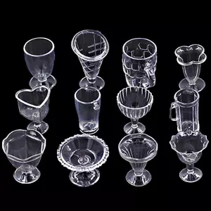 SRVN 12 Chiếc Mini Cốc Kem Sundae Cốc Đồ Chơi Trang Trí Nhà Búp Bê Thu Nhỏ.