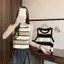 JULYHOT Mùa Hè Nữ Thời Trang Retro Sọc Tròn Ne Không Tay Áo Dệt Kim Massivedeals