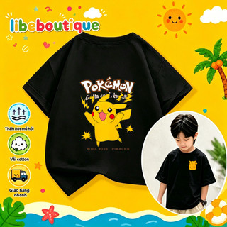 COD✅(HCM) Áo thun trẻ em cotton Pikachu hoạt hình không phai màu thoáng mát mùa hè nhiều màu