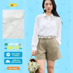 Áo sơ mi dài tay nữ ren thêu dáng rộng YODY thoáng mát thân thiện với da WOSH25S040