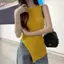 HFSHY Mùa Hè Mới Thiết Kế Thời Trang Dệt Kim Camisole Top Slit Slim Fit Top Nữ VN