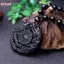 HFSHY Tự Nhiên Obsidian Tay Khắc Rồng Trung Quốc Phượng Hoàng Chim BaGua Nelace Dành Cho Nữ Lu Linh Vật Mặt Dây Chuyền VN