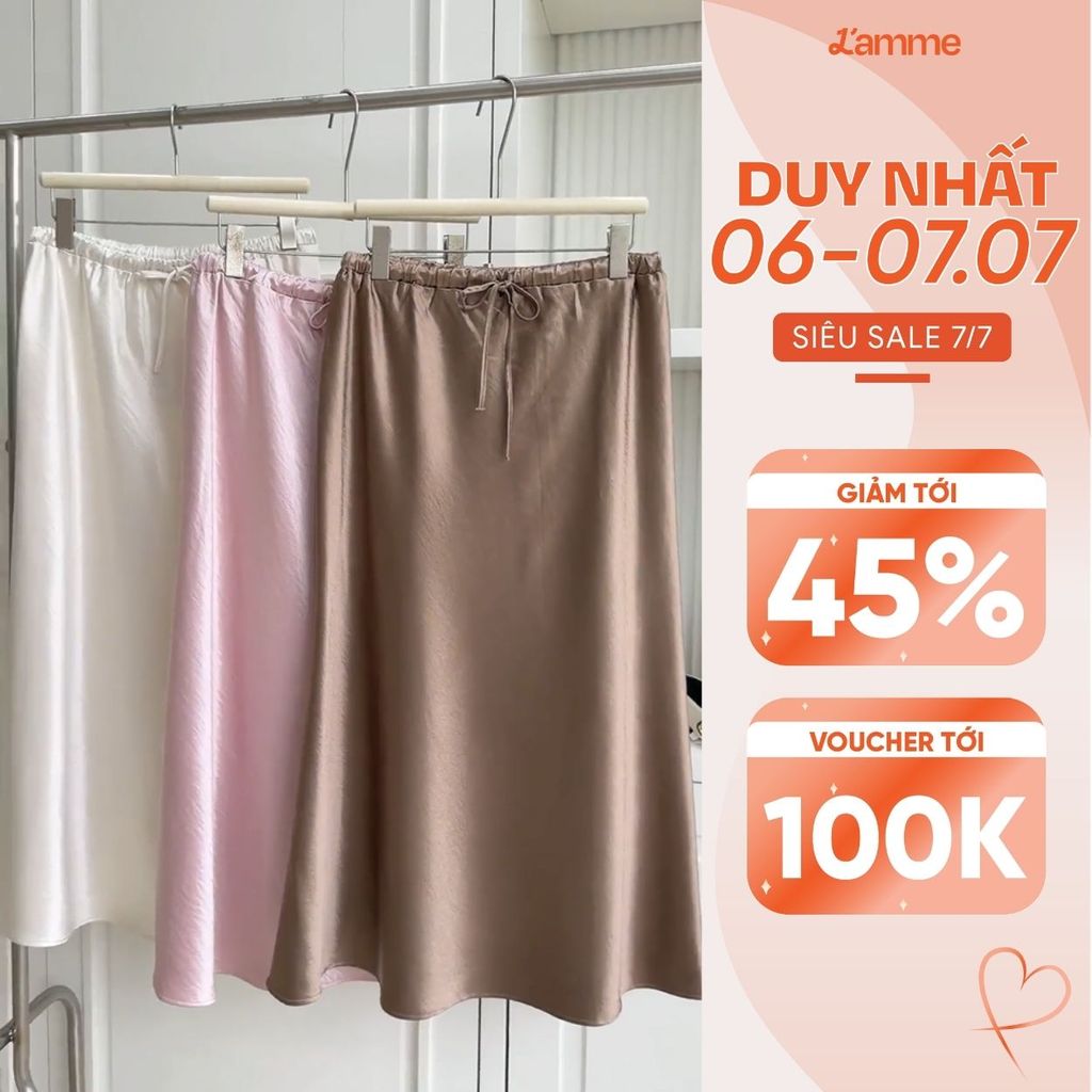 Chân váy lụa Sina Skirt dành cho mẹ bầu và sau sinh chất liệu lụa cao cấp thiết kế BY L'AMME