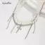 AqToCna Ngọc Trai Chữ Thập sel Đính Hạt Quần Mắt Cá Chân Dây Xích Nữ Chân Quần Jean Trang Sức Chân Trang Trí Quần Áo Phụ Kiện AqToCna