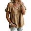 Exhila Vai Lạnh Cho Nữ Rời Cổ Chữ V Ruffle Tay Áo Sơ Mi Màu CuteGoing Out Trang Phục