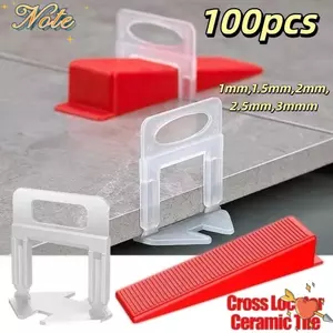 NOTE1 100 chiếc Dụng cụ san phẳng bằng gốm, Kẹp miếng đệm gạch chuyên nghiệp có thể tái sử dụng, Dụng cụ xây dựng sàn DIY dày