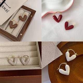 JULYHOT Pháp Lãng Mạn Men Đỏ Hình Trái Tim Mặt Dây Chuyền Bông Tai Trang Sức Thời Trang Cho Nữ Bông Tai Phụ Kiện Massivedeals