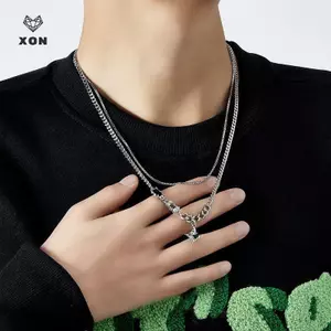 Dây chuyền mặt dây chuyền hình ngôi sao hai lớp cổ điển Nelace dành cho nam nữ Y2K Phụ kiện trang sức Quà tặng Phụ kiện quần áo [Mina]