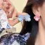 HFSHY Thời Trang Thiết Kế Ngọt Ngào Xuân Hè Xanh Men Hoa Bông Tai Nữ Ánh Sáng Sang Trọng Cao Cấp Tiệc Quà Tặng Trang Sức VN