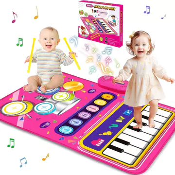 Thích hợp cho quà tặng đồ chơi bé gái 1 tuổi, thảm piano cho bé, đồ chơi tập đi cho bé 1-2 tuổi, trống piano 2 trong 1, thảm nhạc cho bé - đồ chơi âm nhạc cho bé 12-18 tháng, sinh nhật cho bé và