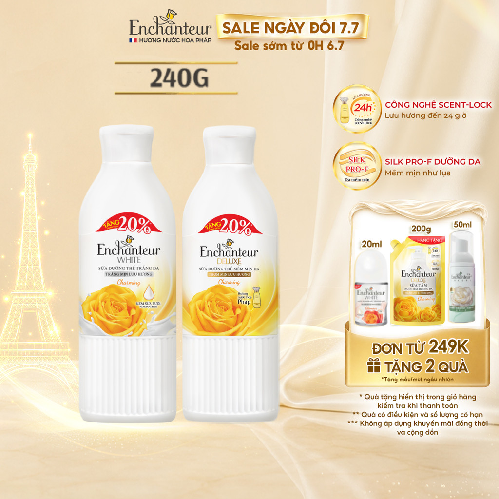 Sữa dưỡng thể Enchanteur Trắng da / Hương nước hoa Charming 240g