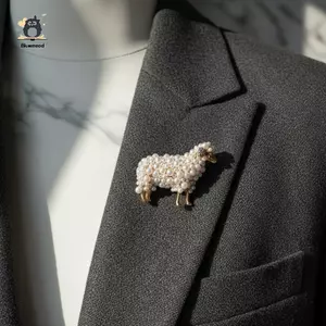 Thiết Kế Cừu Cổ Điển Thổ Cẩm Tinh Tế Unisex Động Vật Ve Áo Pin Huy Hiệu Cho Tiệc Cưới Công Sở Mặc Phụ Kiện 1 Cái Mới