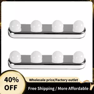 2 Mảnh 4 Bóng Đèn Gương Led Không Đục Lỗ Để Trang Điểm Lắp Đặt Cốc Hút Vanity Chạy Bằng Pin Đèn Tường Phòng Tắm