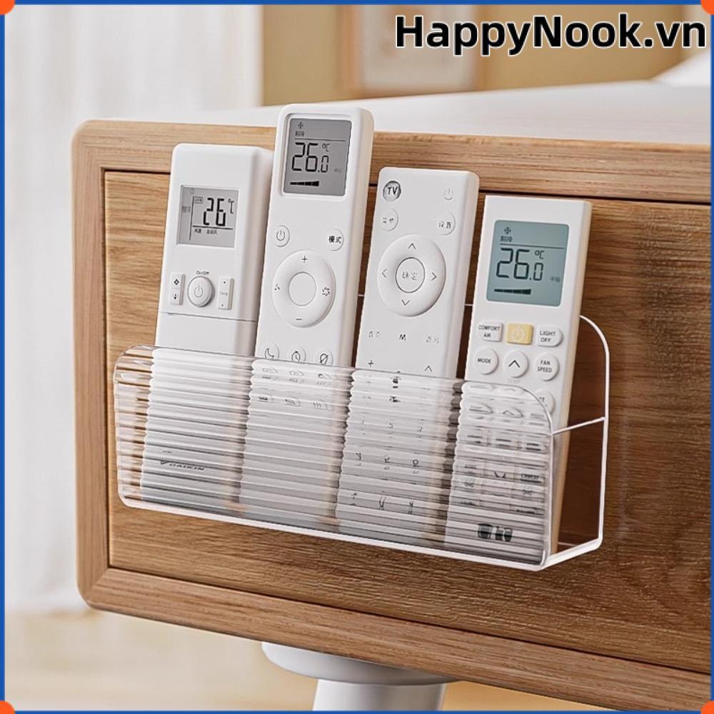 HAPPYNOOK Kệ lưu trữ di động tại nhà, Hộp lưu trữ điều khiển từ xa trong suốt không đục lỗ, Hộp lưu trữ máy tính để bàn đa chức năng treo tường