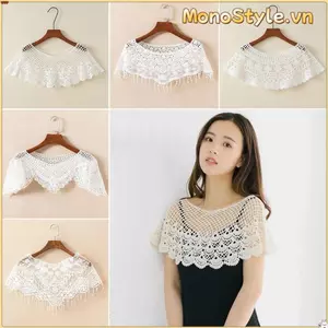 MONOSTYLE Rỗng Ra Khăn Choàng, Ren Nguyên Chất Màu Ren, Khăn Cho Nữ Áo Đeo Vai Khăn Mùa Xuân Thu