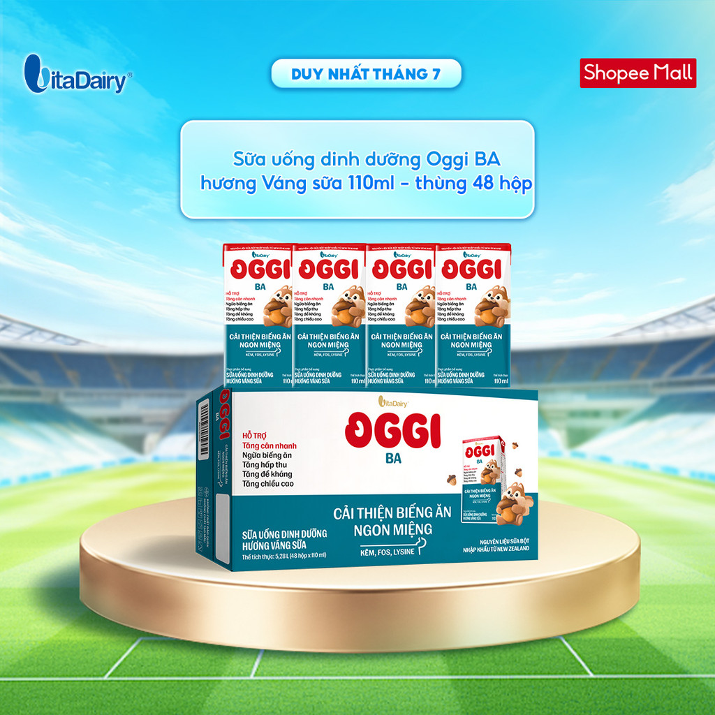 [THÙNG 48 HỘP] Sữa uống dinh dưỡng Oggi BA - Giúp bé cải thiện biếng ăn, tăng cân nhanh, hấp thu tốt - Hộp 110ml