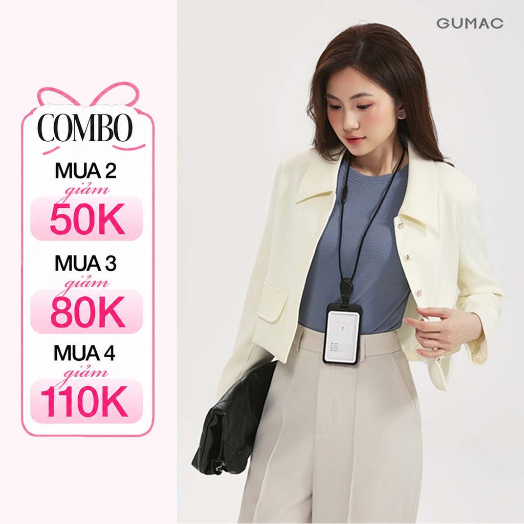 Áo Khoác Dạ Nữ GUMAC Dáng Lửng Suông 2 Lớp Phối Lá Cổ Lật Kèm Hai Nắp Túi Trang Trí LOWF0903