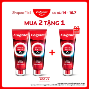 Bộ 2 Kem Đánh Răng Colgate trắng răng TRONG 3 NGÀY Optic White O2 với Oxy Hoạt Tính 85g/tuýp