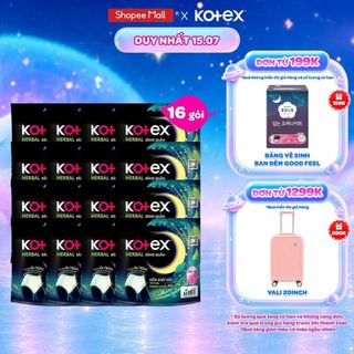 Combo 8/ Thùng 16 gói Băng vệ sinh quần Kotex Ban Đêm Thảo Dược Herbal M-L/L-XL 2 miếng