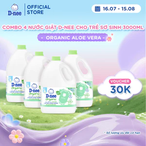 Combo 4 Nước giặt quần áo D-nee 3000 ML/Can - Organic Aloe Vera